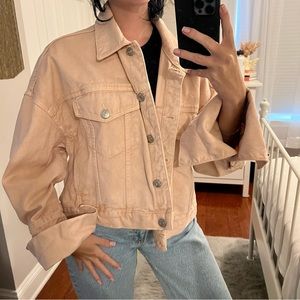 Zara Pink Oversized Denim Jacket